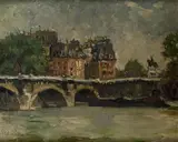 Edmund Pick-Morino, Paris, Pont Neuf, oil on canvas on board