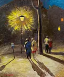 Alice Katscher Reischer, Night walk, oil on board