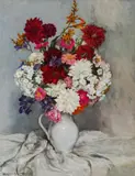 Erhard Amadeus-Dier, Flower bouquet in jug, oil on canvas
