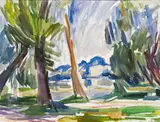 Lisl Engels, Leopoldskroner Weiher, watercolour on paper, unframed