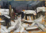 Franz Wlcek, Village in winter, 1964, oil on board