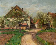 Franz Robert Curry, Farmstead, oil on hardboard