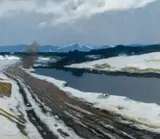 Albert Stagura, River landscape in winter, 1925, pastel on paper