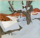 Otto Barth, Winter landscape, mixed media on paper