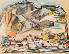 Hilde Goldschmidt, House in Kitzbühel, 1967, colour crayon on paper