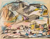 Hilde Goldschmidt, House in Kitzbühel, 1967, colour crayon on paper