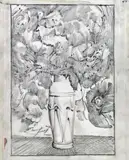 Ernst Fuchs, Flower vase, pencil on paraffin paper, unframed