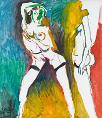 Alfred Kornberger, Two standing nudes, oil on canvas