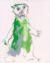 Otto Muehl, Figure in green, 1985, oil on canvas