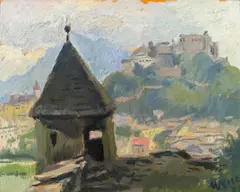 Max Weiler, Salzburg, oil on paper on plate