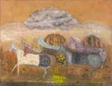 Zoran Mušič, Cavallini, 1950, oil on canvas