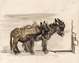 Donkeys by Ludwig Heinrich Jungnickel, 1938-1940, charcoal, watercolour on paper, sold Nov 2013