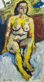 Karl Stark, Sitting female nude, 1988, oil on board
