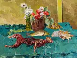 Felix Esterl, Still life with skinned hare, 1929, oil on canvas
