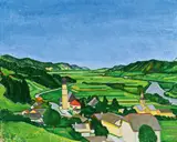 Gerhardt Frankl, View on Pill from Pillberg (Tyrol), 1933, oil on canvas