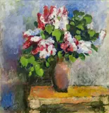 Robert Kohl, Still life with flowers, portrait of a woman (verso), 1932, oil on canvas