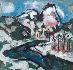 Landscape by Werner Scholz, 1961, oil on board, sold Nov 2013