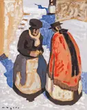 Alfons Walde, Churchgoing, c. 1930, mixed media on paper