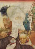 Ernst Fuchs, Temptation of the Conqueror, 1950, watercolour on paper