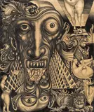 Ernst Fuchs, Decapitation (Head of John the Baptist), 1946, pencil and red pencil on handmade / laid paper