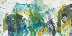 Max Weiler, Blaue Rauch- und Nebellandschaft, 1964, egg tempera on canvas
