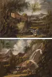 Southern landscape with figures by follower of Alessandro Magnasco, oil on canvas, offered Nov 2013