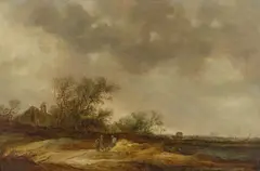Jan van Goyen, Landscape with three peasants, 1642, oil on panel