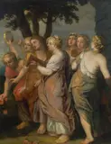 follower of Peter Paul Rubens, Women dancing and making music, oil on canvas