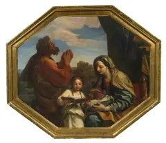 Carlo Maratta, Saint Anne teaching the Virgin Mary, 1676, oil on canvas, octagonal