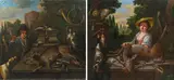Still life of game and hunting acoutrements (a pair) by workshop of Johann Georg de Hamilton, c. 1730-50, oil on canvas, sold Nov 2013