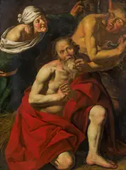 attributet to Matthys Voet, The Mocking of Job, oil on canvas