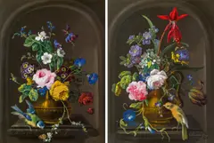 Johann Baptist Drechsler, Still life with flowers (a pair), 1796, oil on copper