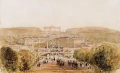 Rudolf von Alt, Schoenbrunn Castle and Gloriette, 1844, watercolour on paper