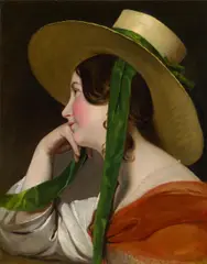 Friedrich von Amerling, Girl with straw hat, oil on canvas