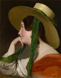 Friedrich von Amerling, Girl with straw hat, oil on canvas