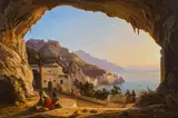 Carl Götzloff, View to the Amalfi Coast, oil on canvas