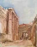 Rudolf von Alt, Rome, Augustan Forum, Temple of Mars Ultor