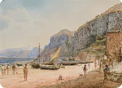 Jakob Alt, Fishermen on the Beach of the Amalfi Coast, 1836, watercolour on paper