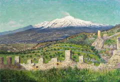 Theodor von Hörmann, View of the Mount Etna, oil on canvas