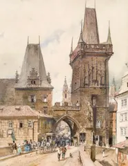 Rudolf von Alt, Bridge of Prague, c. 1853, watercolour on paper