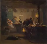 Carl Spitzweg, Night guard in a Tavern