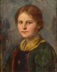 Franz Defregger, Tiroler Dirndl, oil on panel