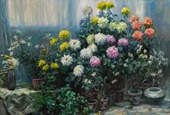 Alexander Koester amenable, Chrysanthemen, oil on canvas