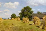 Hugo Darnaut, Harvest season, oil on panel