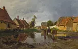 Eugen Jettel, Road in a village, 1879, oil on panel