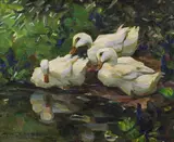 Alexander Koester, Three ducks on the pond bank