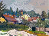 Josef Dobrowsky, Vorstadtmotiv bei Ybbs Persenbeug