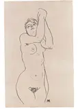 Stehender Akt by Egon Schiele, 1918, Graphitstift auf Papier, sold Apr 2013