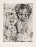 Ernst Ludwig Kirchner, Selbstbildnis (zeichnend), 1916, Etching with surface etching