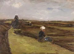 Max Liebermann, "Die Netzflickerinnen", 1887, Oil on cardboard